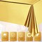 3 Pieces Foil Party Rectangular Table Covers Table Cloth 54 x 108 Inch Shiny Plastic Waterproof Tablecloth Party Table Cover for Wedding Anniversary Engagement Party (Gold)